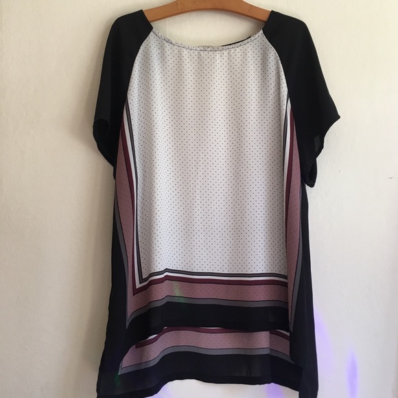 LOFT sheer polka dot short sleeve blouse SZ LP - Picture 4 of 7